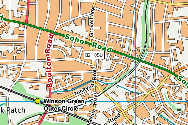 B21 0SU map - OS VectorMap District (Ordnance Survey)