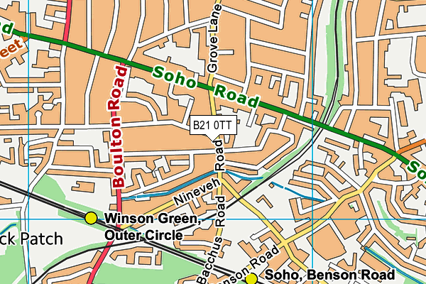 B21 0TT map - OS VectorMap District (Ordnance Survey)