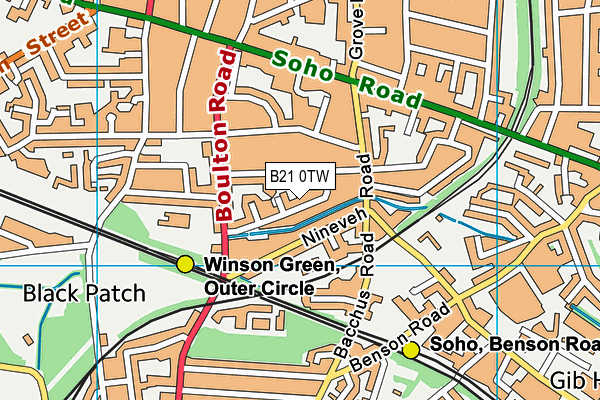 B21 0TW map - OS VectorMap District (Ordnance Survey)