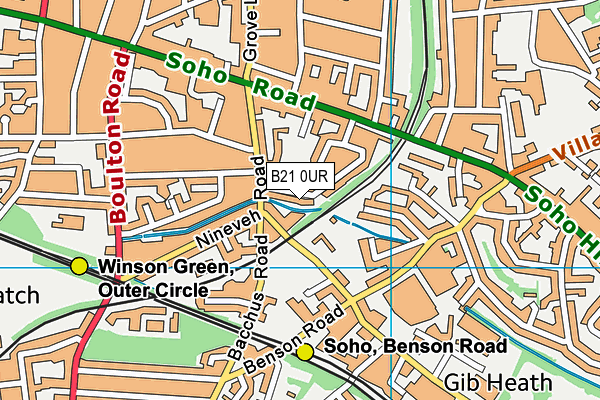 B21 0UR map - OS VectorMap District (Ordnance Survey)