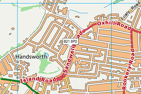 B21 8PD map - OS VectorMap District (Ordnance Survey)