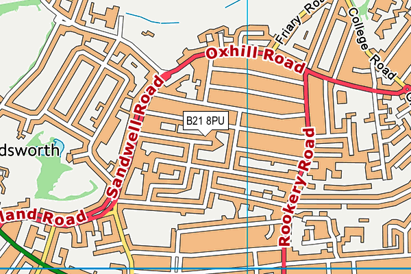 B21 8PU map - OS VectorMap District (Ordnance Survey)