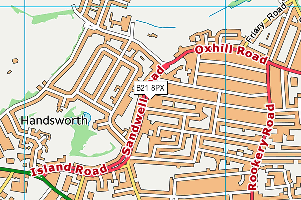 B21 8PX map - OS VectorMap District (Ordnance Survey)