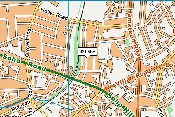 B21 9BA map - OS VectorMap District (Ordnance Survey)