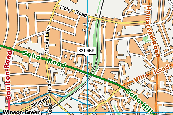 B21 9BS map - OS VectorMap District (Ordnance Survey)