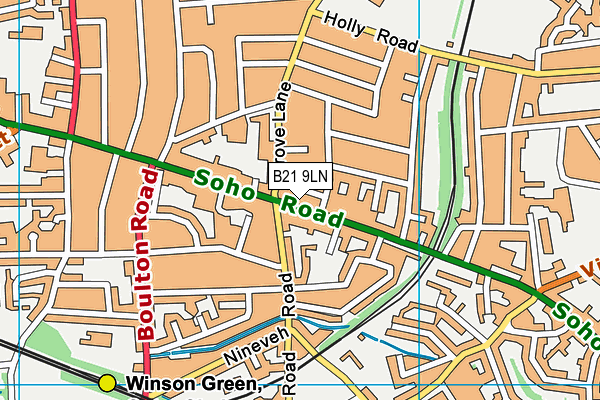 B21 9LN map - OS VectorMap District (Ordnance Survey)