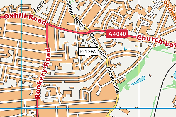 B21 9PA map - OS VectorMap District (Ordnance Survey)