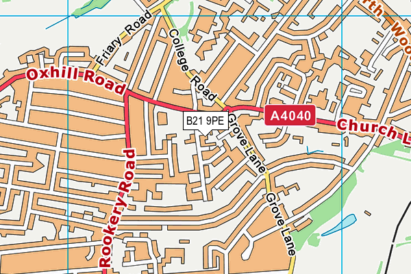 B21 9PE map - OS VectorMap District (Ordnance Survey)