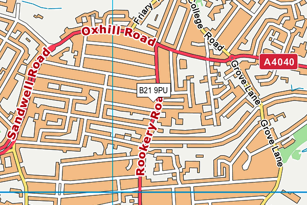 B21 9PU map - OS VectorMap District (Ordnance Survey)