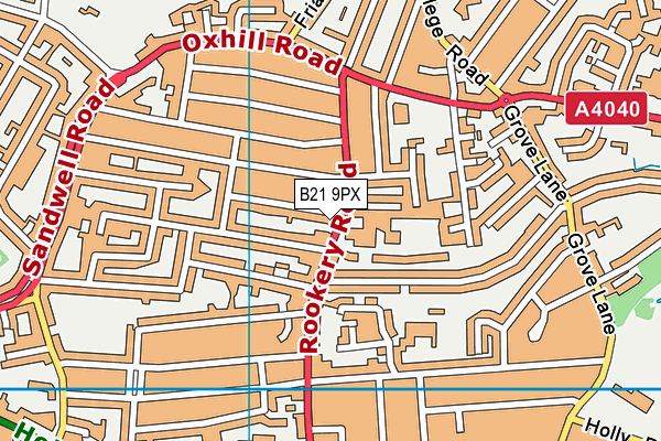 B21 9PX map - OS VectorMap District (Ordnance Survey)
