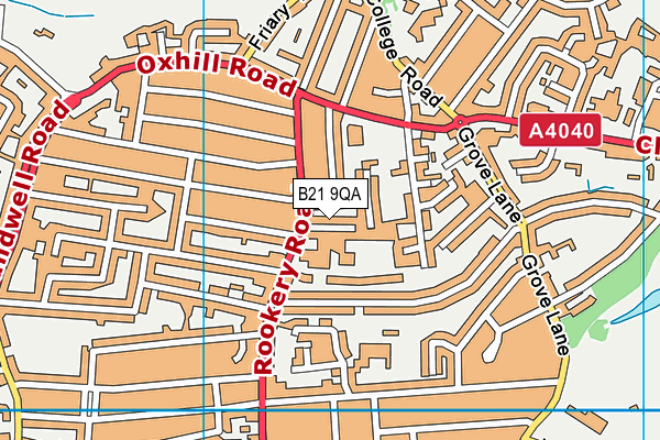 B21 9QA map - OS VectorMap District (Ordnance Survey)