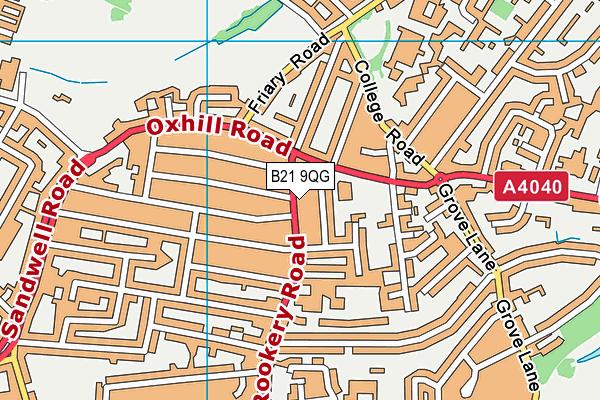 B21 9QG map - OS VectorMap District (Ordnance Survey)