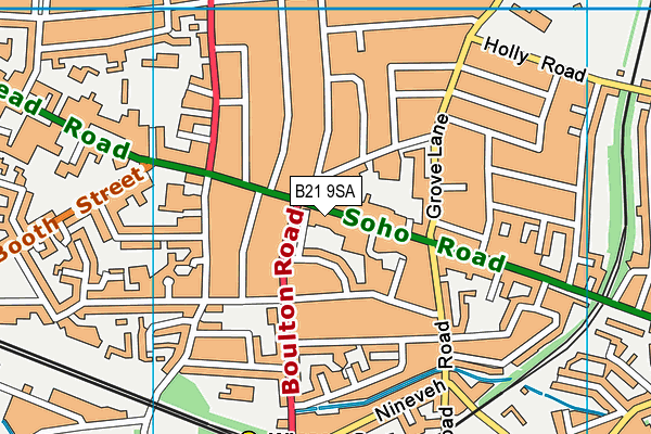 B21 9SA map - OS VectorMap District (Ordnance Survey)