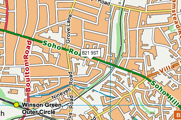 B21 9ST map - OS VectorMap District (Ordnance Survey)