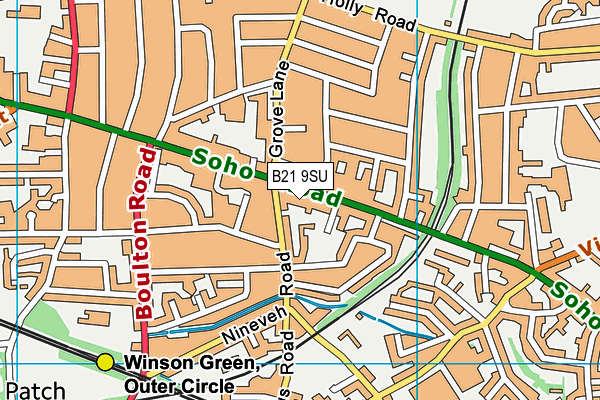 B21 9SU map - OS VectorMap District (Ordnance Survey)