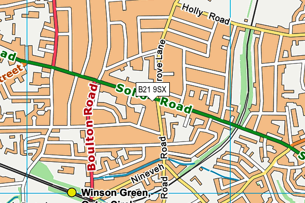 B21 9SX map - OS VectorMap District (Ordnance Survey)