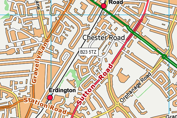 B23 5TZ map - OS VectorMap District (Ordnance Survey)