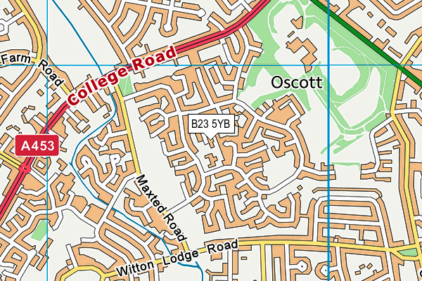 B23 5YB map - OS VectorMap District (Ordnance Survey)