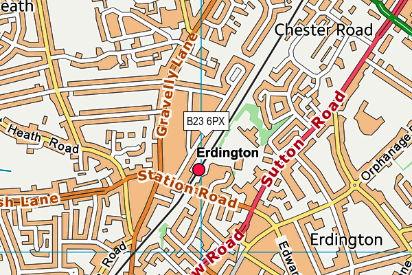 B23 6PX map - OS VectorMap District (Ordnance Survey)