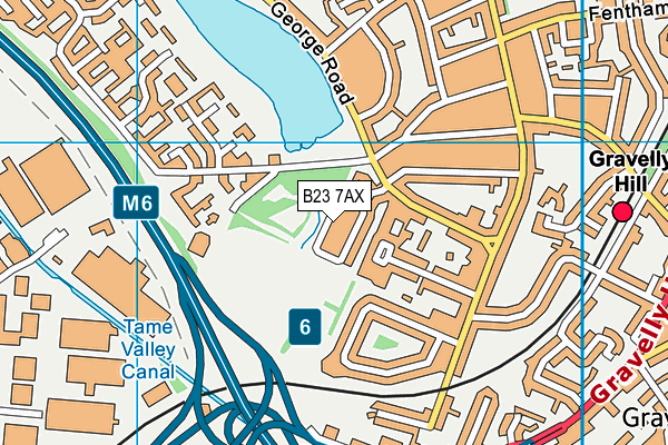B23 7AX map - OS VectorMap District (Ordnance Survey)