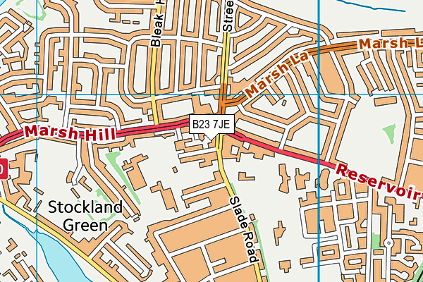 B23 7JE map - OS VectorMap District (Ordnance Survey)