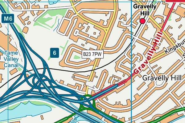 B23 7PW map - OS VectorMap District (Ordnance Survey)