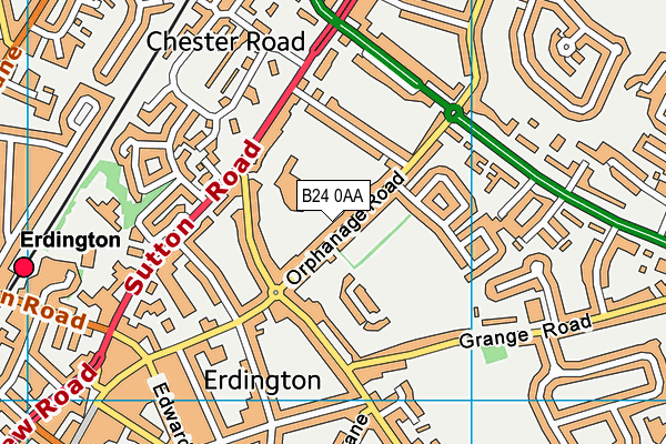 B24 0AA map - OS VectorMap District (Ordnance Survey)