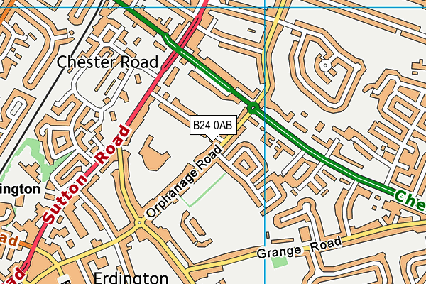 B24 0AB map - OS VectorMap District (Ordnance Survey)