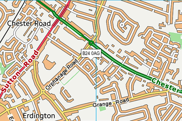 B24 0AG map - OS VectorMap District (Ordnance Survey)