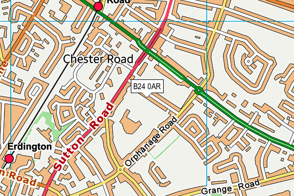 B24 0AR map - OS VectorMap District (Ordnance Survey)