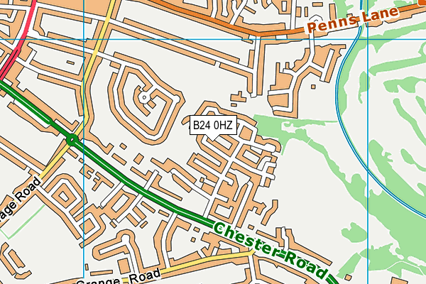 B24 0HZ map - OS VectorMap District (Ordnance Survey)