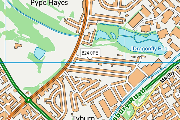 B24 0PE map - OS VectorMap District (Ordnance Survey)