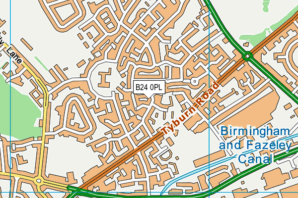 B24 0PL map - OS VectorMap District (Ordnance Survey)