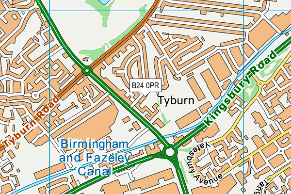 B24 0PR map - OS VectorMap District (Ordnance Survey)