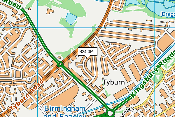 B24 0PT map - OS VectorMap District (Ordnance Survey)