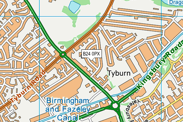 B24 0PX map - OS VectorMap District (Ordnance Survey)