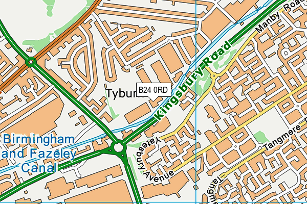 B24 0RD map - OS VectorMap District (Ordnance Survey)