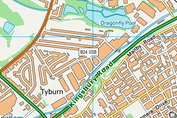 B24 0SB map - OS VectorMap District (Ordnance Survey)