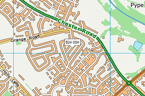 B24 0SH map - OS VectorMap District (Ordnance Survey)