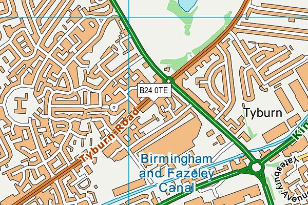 B24 0TE map - OS VectorMap District (Ordnance Survey)