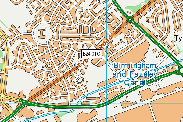 B24 0TG map - OS VectorMap District (Ordnance Survey)