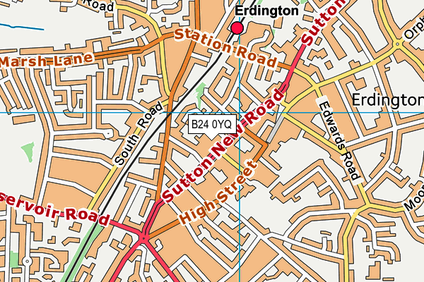 B24 0YQ map - OS VectorMap District (Ordnance Survey)