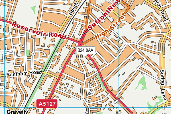 B24 8AA map - OS VectorMap District (Ordnance Survey)