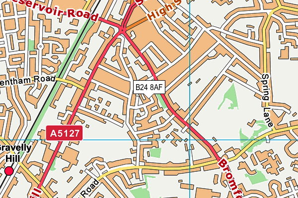 B24 8AF map - OS VectorMap District (Ordnance Survey)