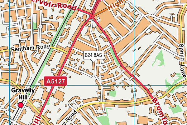 B24 8AS map - OS VectorMap District (Ordnance Survey)