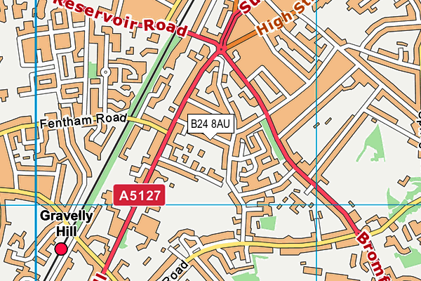 B24 8AU map - OS VectorMap District (Ordnance Survey)