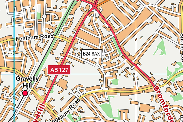 B24 8AX map - OS VectorMap District (Ordnance Survey)