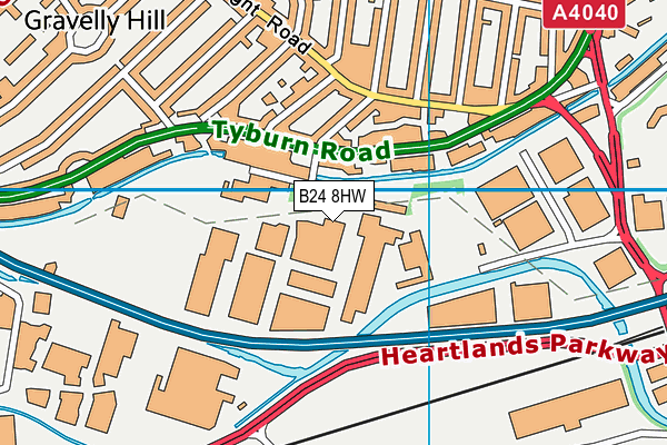 B24 8HW map - OS VectorMap District (Ordnance Survey)