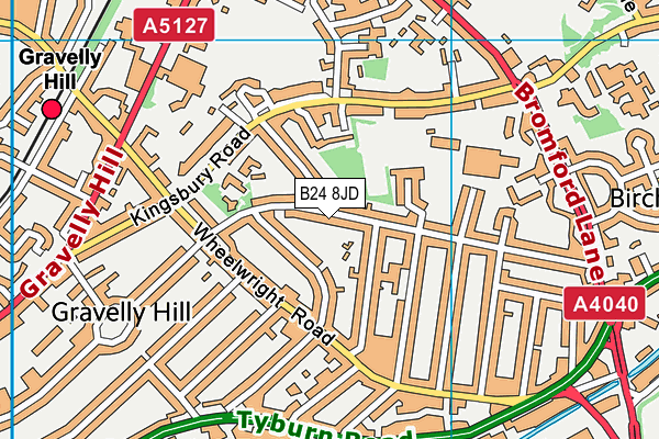 B24 8JD map - OS VectorMap District (Ordnance Survey)