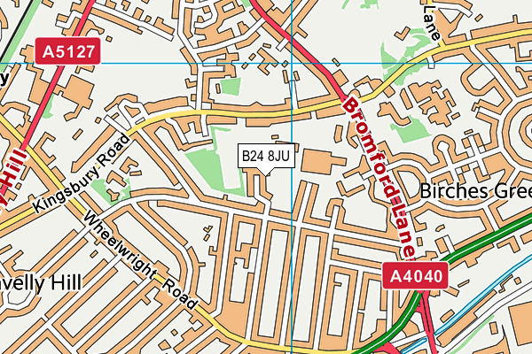 B24 8JU map - OS VectorMap District (Ordnance Survey)